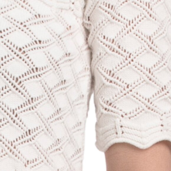 ELIE TAHARI Elbow Sleeve Crew Neck Crochet Sweater - Picture 4 of 5